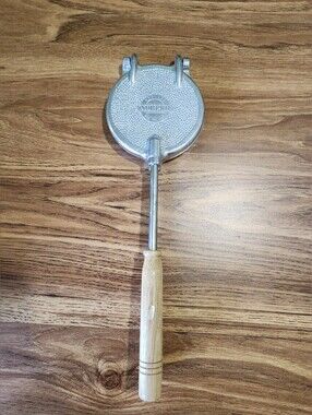 Norpro Pizzelle Stovetop Waffle Cookie Pattern Iron Long Handle Aluminum Vintage